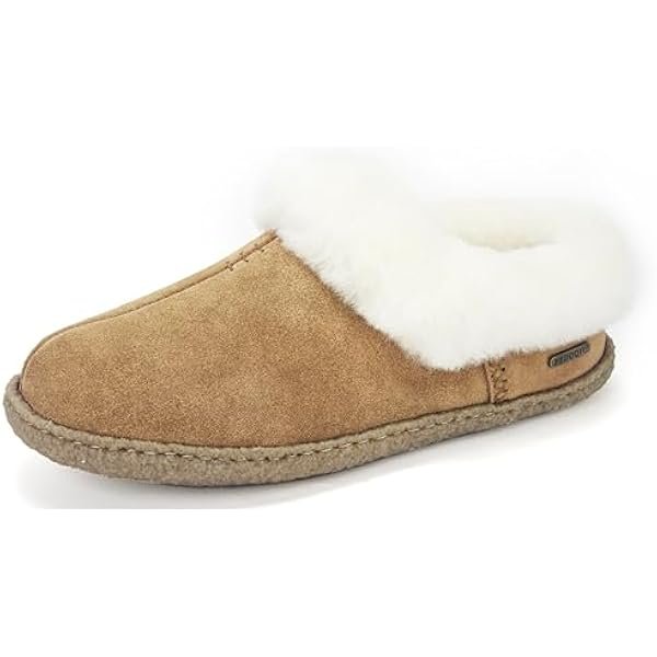 Women's Slippers Genuine Leather Upper Sheepskin Collar Wool Blend Lining Indoor & Outdoor Slip On Loafers Shoes for Women