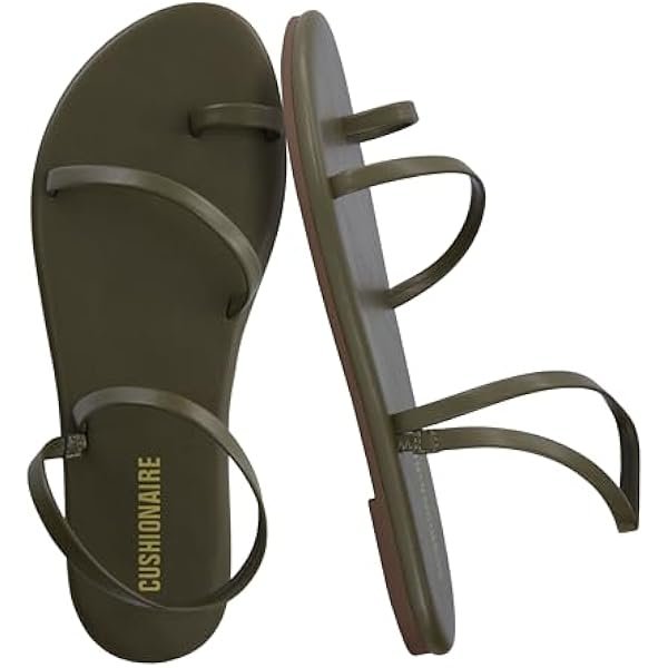 CHAI Flat Strappy Sandals for Women, Comfortable Dressy Summer Slip-On Sandal with Memory Foam