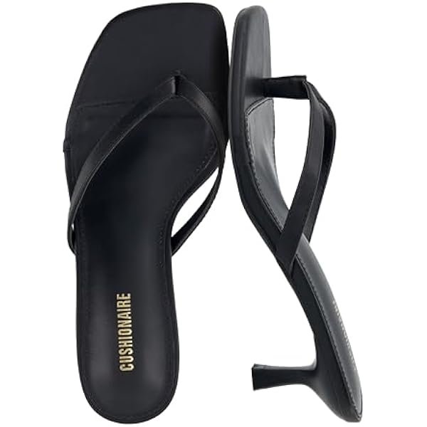 Miami Kitten Heels for Women, Thong Flip Flop Heeled Sandals with Memory Foam, Slip On Dressy Sandal