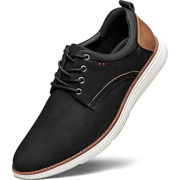 Mens Casual Dress Shoes Comfort, All-Match Fashion Dress Sneakers Men Oxfords Leather Office Business Trips Leisure All Day Comfortable Long Walking Standing