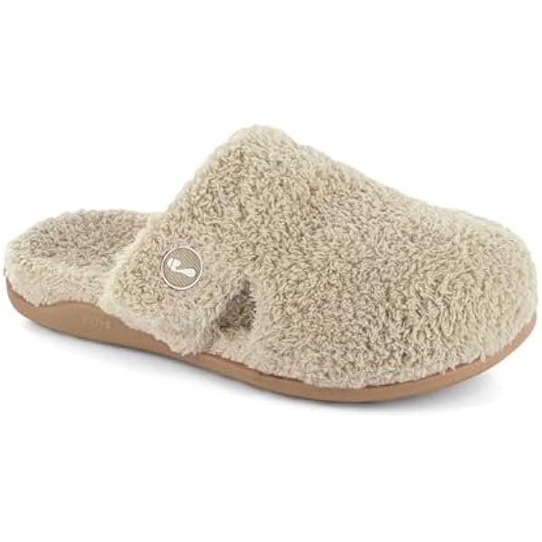 Zara Women’s Orthotic Slippers with Arch Support, Memory Foam Leather House Slippers with Rubber Grip Sole