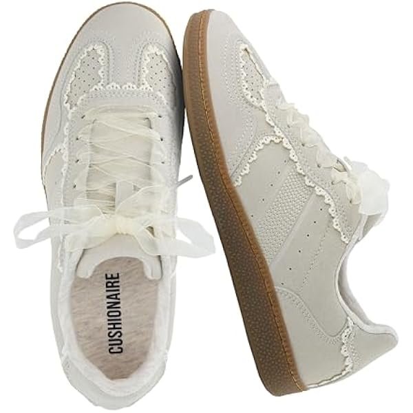 Belinda Lace Detail Casual Sneakers for Girls – Ribbon Lace-Up Girls Shoes with Soft Cushion Support