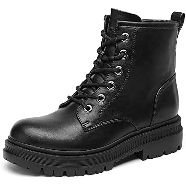 Combat Boots Ankle Booties Lace-up Platform Side Zipper Lug Sole Boots Ankle Boots for Women