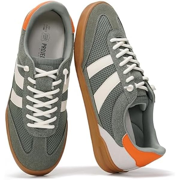 Sneakers for Men - 100% Genuine Leather Mens Casual Shoes Memory Foam Insole Mens Sneakers - Non Slip Outsole Dress Sneakers Men (HIS VERDY)