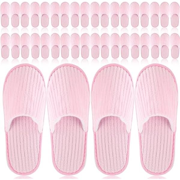 20 Pairs Reusable Spa Slippers for Guests Washable House Slippers with Triple Layer Coral Fleece for Home Indoor Hotel Travel, Closed Toe